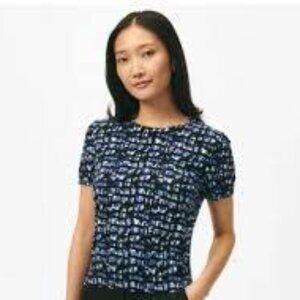 Brooks Brothers Twinset Abstract Short Sleeve Sweater in Cotton Jersey, NWT